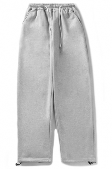 Stylish Mens Sweatpants Solid Drawstring Waist Long Length Straight Sweatpants