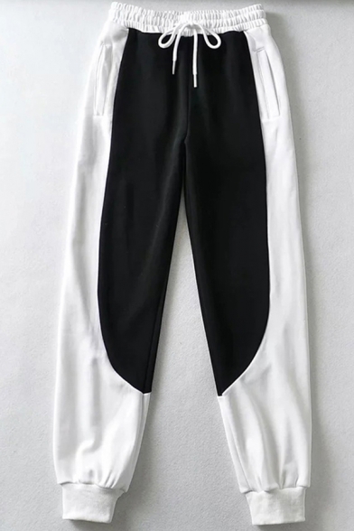 Popular Sweatpants Contrasted Drawstring Waist Ankle Length Carrot Fit Sweatpants for Women