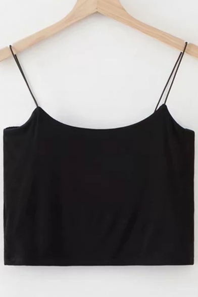 Sexy Womens Cami Solid Color Spaghetti Straps Slim Fitted Crop Cami Top