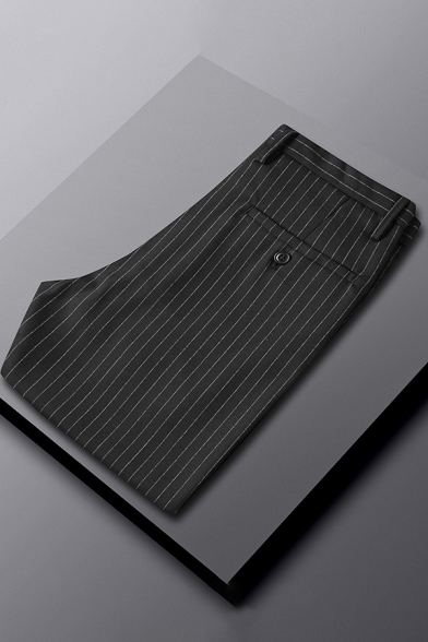 Fashionable Men's Pants Stripe Print Mid Waist Zip Fly Long Straight Pants