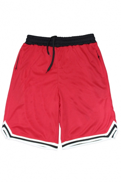 Running Mens Shorts Contrast Piped Drawstring Waist Relaxed Fit Shorts