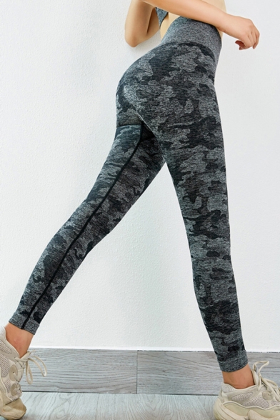 Womens Leggings Stylish Camo Mention Butt High Rise Skinny Fit 7/8 Length Yoga Leggings