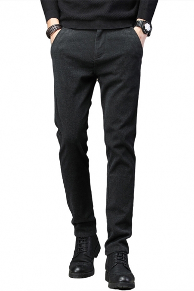 Elevated Men's Pants Brushed Heathered Zip Fly Pocket Detail Long Straight Pants