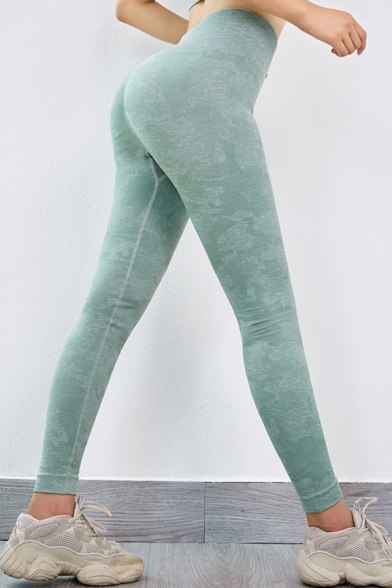 Womens Leggings Stylish Camo Mention Butt High Rise Skinny Fit 7/8 Length Yoga Leggings