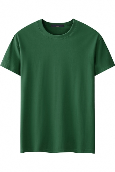 Mens Leisure Tee Top Short Sleeve Crew Neck Solid Color Relaxed Fit T Shirt