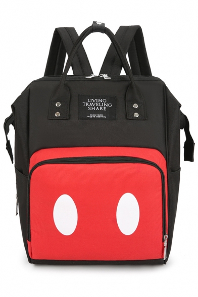 Lovely Color Block Mickey Mouse Patched Satchel Backpack 26*16*39 CM