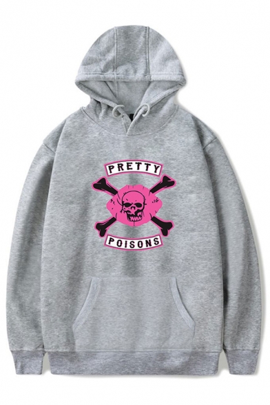 Fancy Letter PRETTY POISONS Printed Long Sleeve Oversized Drawstring Hoodie