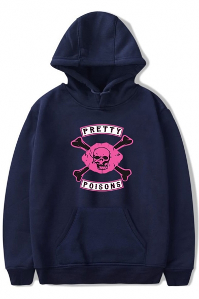 Fancy Letter PRETTY POISONS Printed Long Sleeve Oversized Drawstring Hoodie