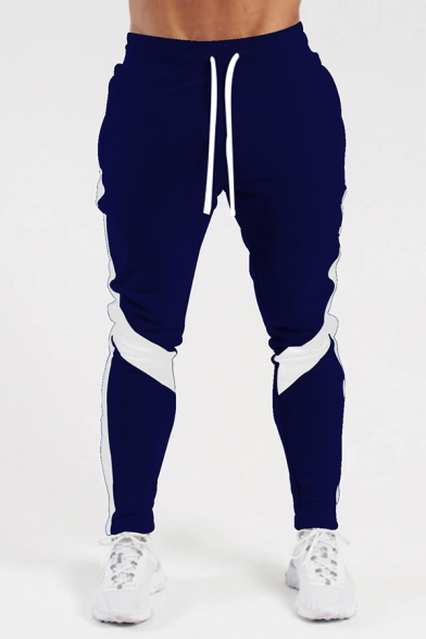 Leisure Sweatpants Contrasted Drawstring Waist Ankle Fitted Sweatpants for Guys