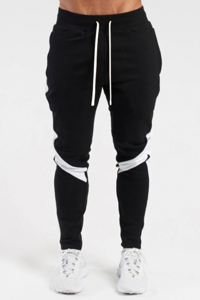 Leisure Sweatpants Contrasted Drawstring Waist Ankle Fitted Sweatpants for Guys