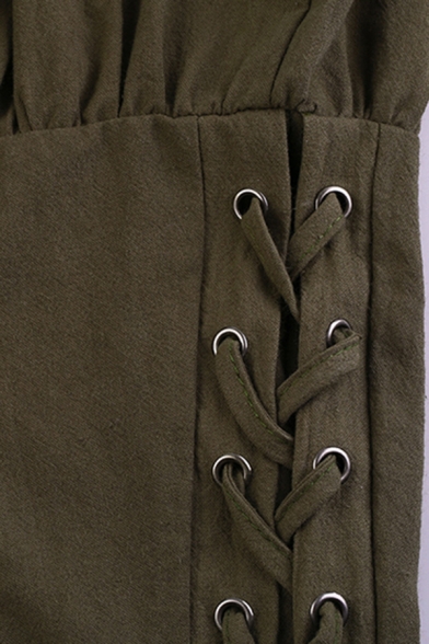 Vintage Mens Pants Plain Color Lace-up Hem Dropped Crotch Drawstring Waist Tapered Ankle Length Relaxed Harem Pants