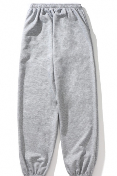 Boys Chic Sweatpants Solid Color Drawstring Waist Ankle Length Tapered Fit Sweatpants