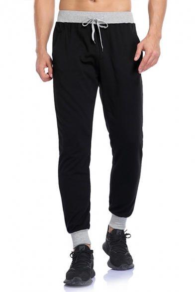 Cozy Sweatpants Contrasted Drawstring Waist Ankle Relaxed Fit Sweatpants for Men