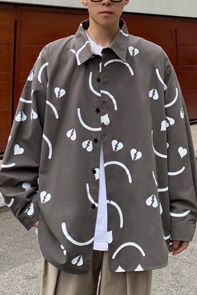 heart print shirt mens