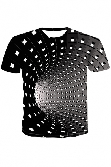Fancy Men's T-Shirt Dizziness 3D Pattern Crew Neck Short Sleeve Relaxed Fit Tee Top