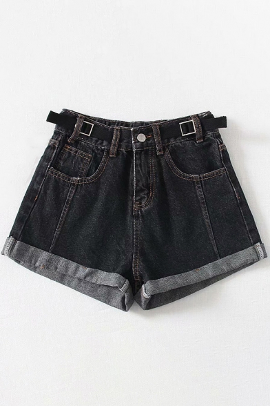 Girls Trendy Shorts Camo Patterned Mid Rise Roll Up Cuffs Relaxed Fit Denim Shorts