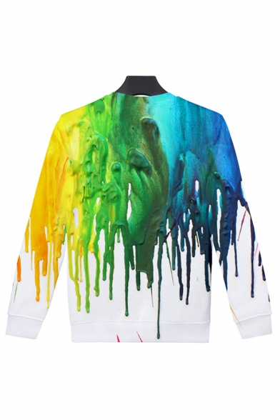 New Fashion Ombre Oil Paint Print Round Neck Long Sleeve Pullover Sweatshirt