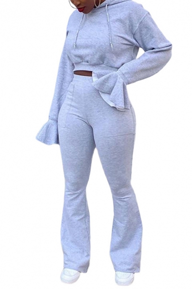 Simple Girls Co-ords Solid Color Long Sleeve Regular Fit Hoodie & Sweatpants Set