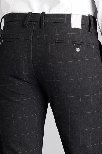 Fashionable Men's Pants Line Print Mid Waist Zip Fly Long Straight Pants