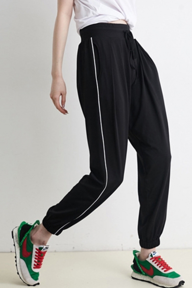 Womens Pants Athletic Plain Color Quick Dry Drawstring High Waist Oversize Ankle Length Yoga Pants