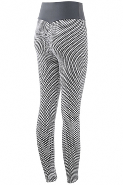 Sports Womens Leggings Honeycomb Pattern Peach Butt 7/8 Length High Waist Skinny Fit Yoga Leggings