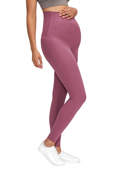 Gym Womens Leggings Plain Color Nude Feeling Butt Lifting 7/8 Length High Waist Skinny Fit Maternity Yoga Leggings