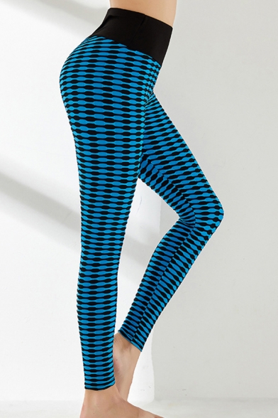 Womens Leggings Athletic Contrast All-over Pattern Mention Butt 7/8 Length High Waist Skinny Fit Yoga Leggings