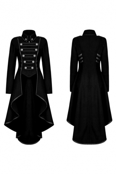 Vintage Medieval Cosplay Costume Turn-Down Collar Long Sleeve Longline Swallowtail Coat