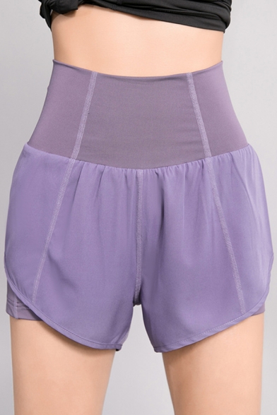 Gym Womens Shorts 2-in-1 Anti-Emptied Quick Dry Regular Fit Elastic Ultra High Waist Yoga Shorts