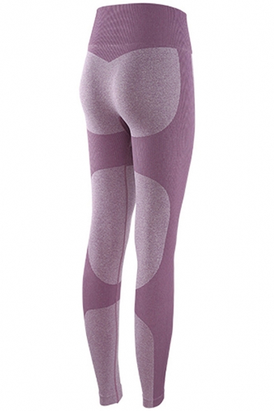 Gym Womens Leggings Color Block Seamless Peach Butt Tummy-Control High Rise Skinny Fit 7/8 Length Yoga Leggings