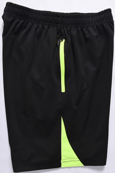 Classic Mens Shorts Contrast Zip-Pocket Elastic Waist Quick Dry Half Length Straight Regular Beach Shorts