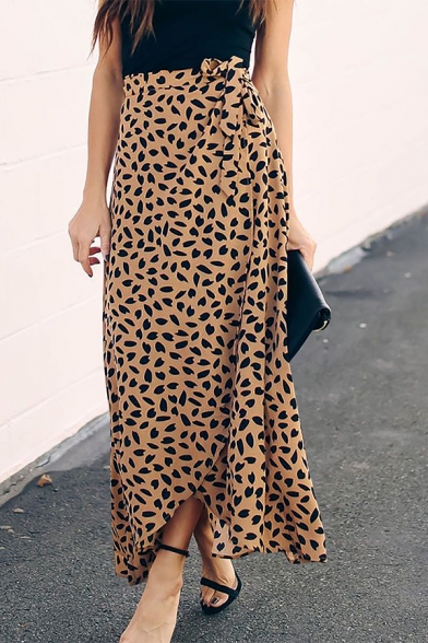 womens leopard wrap skirt
