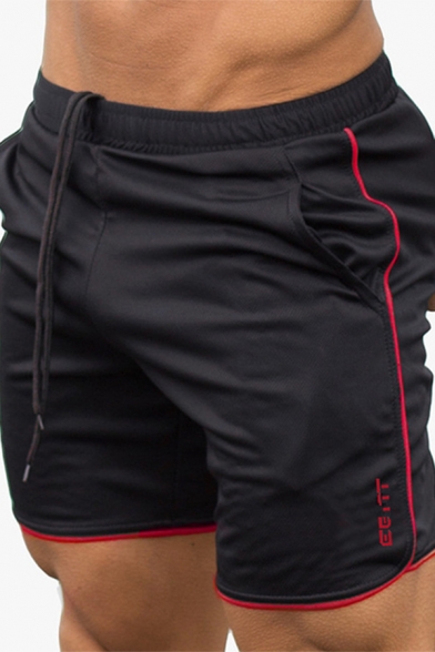 Fancy Mens Shorts Contrast Trim Side Pocket Elastic Waist Regular Fitted Shorts