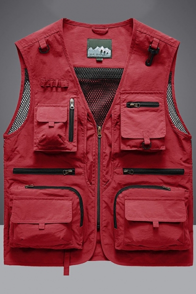 red cargo vest