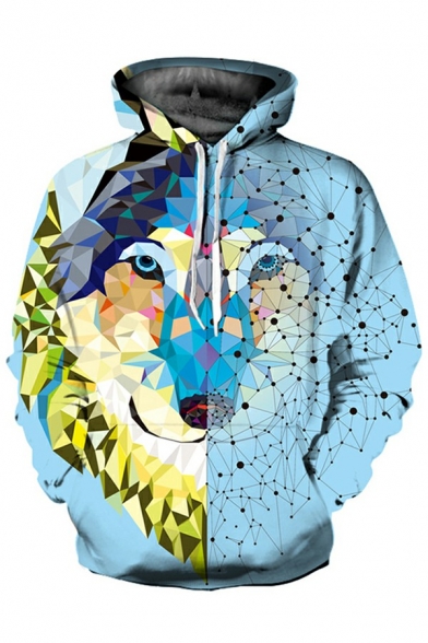 Creative Hoodie 3D Animal Pattern Drawstring Long Sleeves Kangaroo Pocket Loose Hooded Sweatshirts for Men