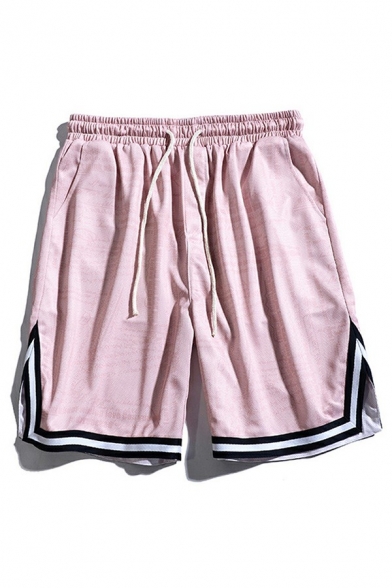 Freestyle Drawstring Shorts Striped Pattern Mid Rise Knee Length Relaxed Fit Athletic Shorts for Men