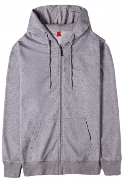 Sporty Hoodie Plain Full Zipper Side Pocket Long Sleeve Regular Fitted Hoodie Jacket Unisex