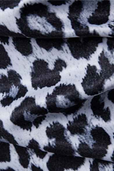 Men Chic Shirt Leopard Print Lapel Collar Button-down Long Sleeves Slim Fit Shirt