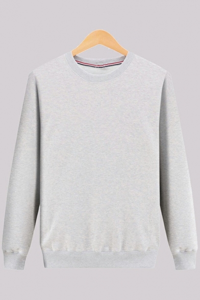 Basic Sweatshirt Plain Long Sleeve Crew Neck Relaxed Fit Pullover Sweatshirt for Guys