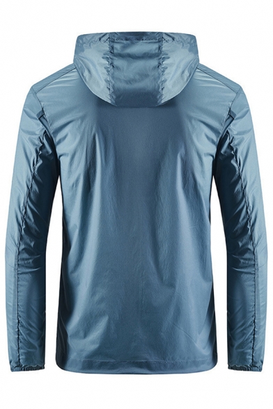Freestyle Trench Coat Plain Zip-Fly Long Sleeve Hooded Regular Trench Coat for Men
