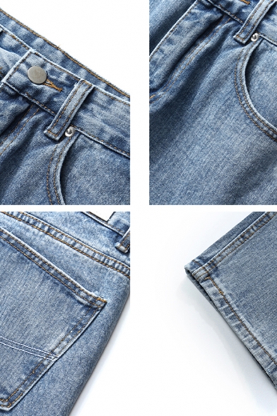 Popular Jeans Solid Color Stretch Denim Two-Pocket Styling Zip Closure Regular Jeans for Men