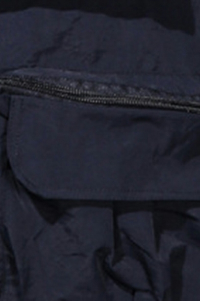 Urban Mens Vest Solid Color V-Neck Zipper Closure Multi Pockets Regular Fit Vest