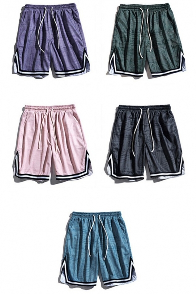 Freestyle Drawstring Shorts Striped Pattern Mid Rise Knee Length Relaxed Fit Athletic Shorts for Men