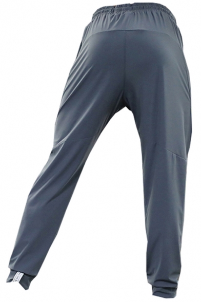 Modern Sporty Pants Plain Drawstring Mid-Rise Front Pocket Long Regular Pants for Men