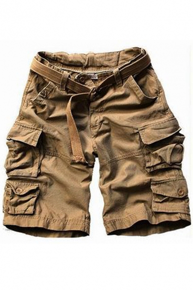 Fashionable Cargo Shorts Camouflage Print Pocket Detailed Regular Fit Zip-Fly Shorts for Men