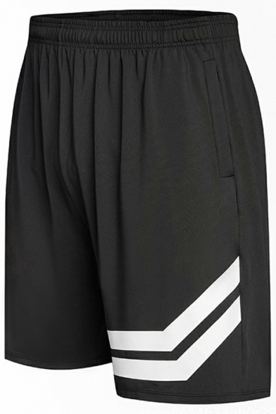 Leisure Shorts Stripe Printed Elastic Waist Pocket Detailed Quick-Dry Relaxed Fit Sport Shorts for Men