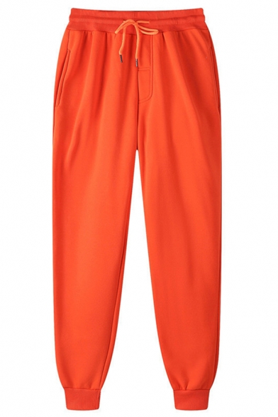 Trendy Men's Sweatpants Plain Elastic Waist Ankle Length Carrot Sweatpants
