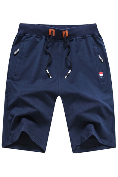 Guys Popular Shorts Zip Up Pockets Drawcord Waist Knee Length Straight Shorts