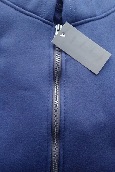 Leisure Drawstring Hoodie Solid Color Long Sleeve Zipper Fly Pocket Detail Regular Hoodie for Men