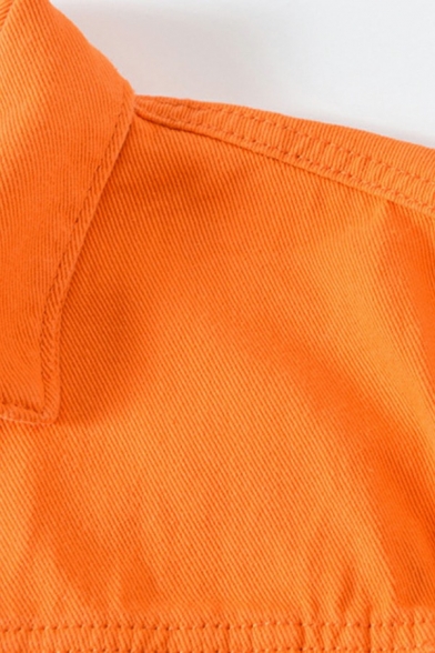 Unique Plain Men's Jacket Turn Down Collar Single-Breasted Flap Pockets Regular Fit Denim Jacket